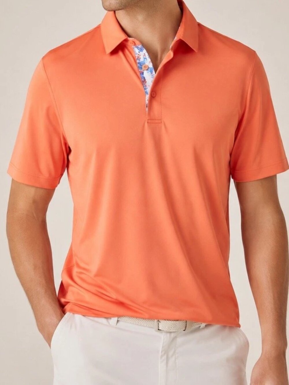 NWT Robert Graham Men’s Axelsen Performance Golf Polo Shirt Coral 2XL
